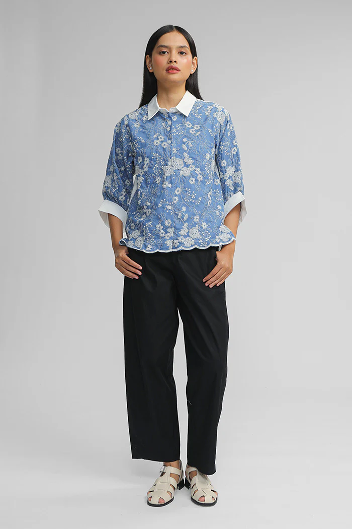 Blue Embroidered Zur - Image 6
