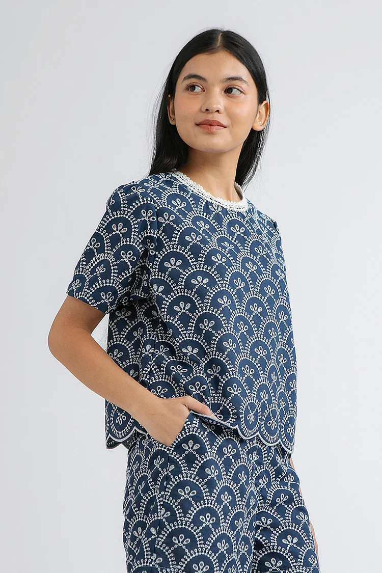 Indigo Scalloped Trani B - Defect Sale - Image 3