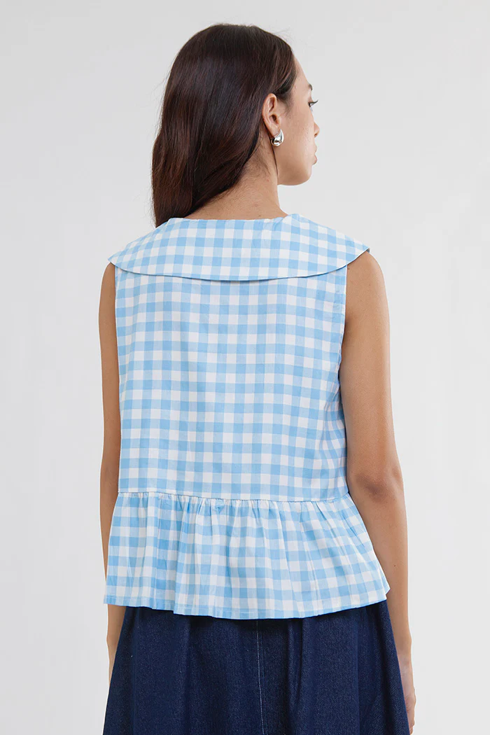 Light Blue Gingham Marin - Image 4