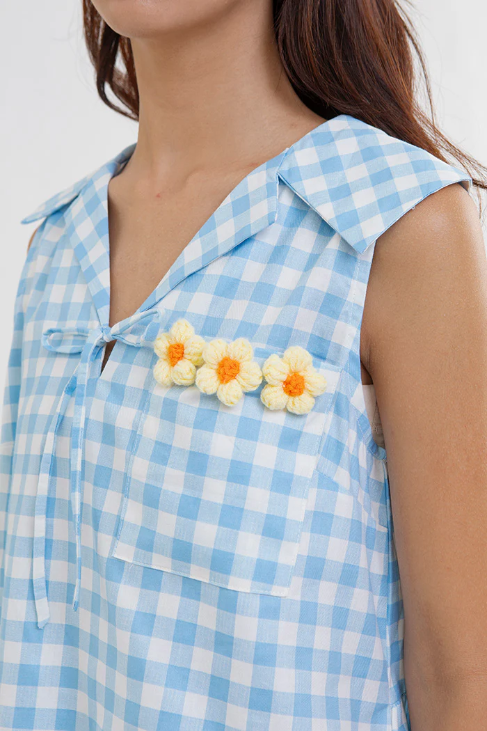 Light Blue Gingham Marin - Image 5