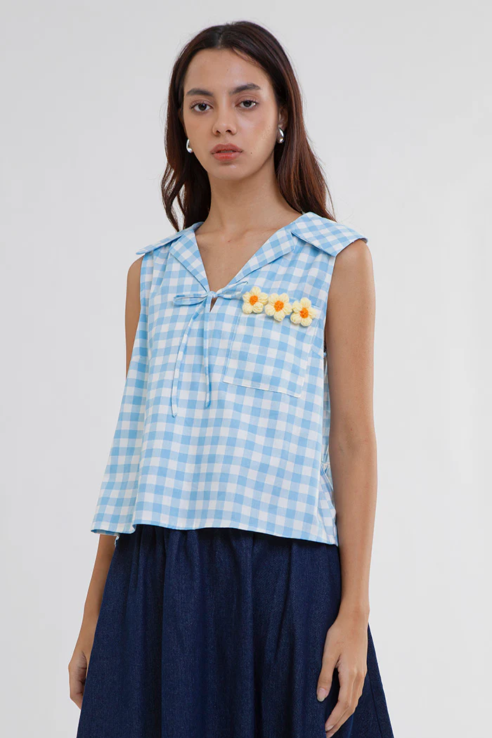 Light Blue Gingham Marin - Image 7
