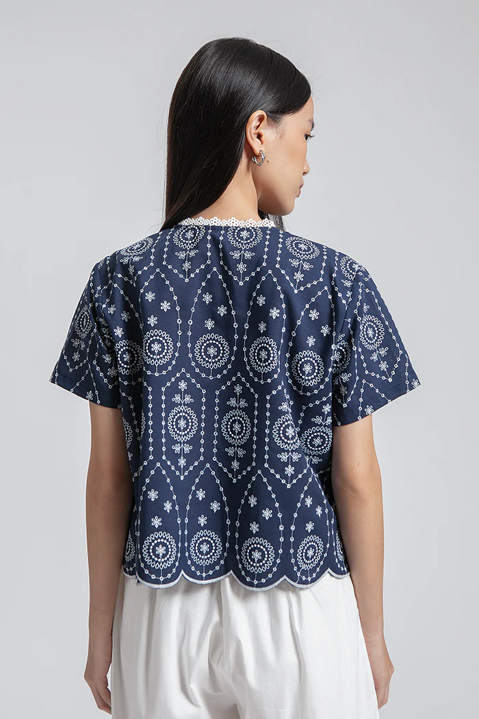 Navy Embroidered Dipa - Image 4