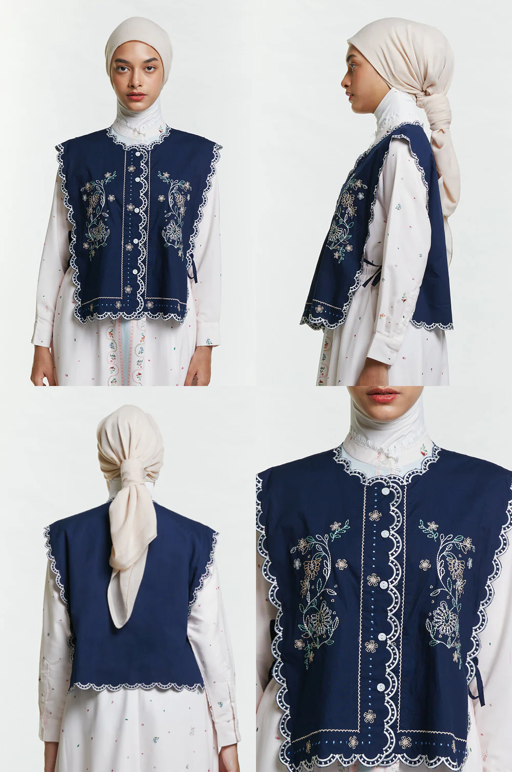 Navy Embroidery Sabya - Image 2
