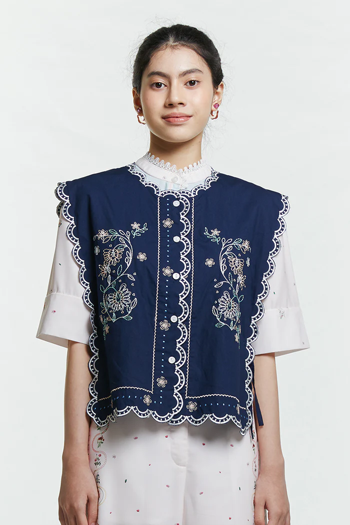 Navy Embroidery Sabya - Image 8